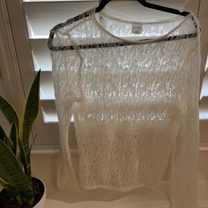 White Lace Knit Sweater